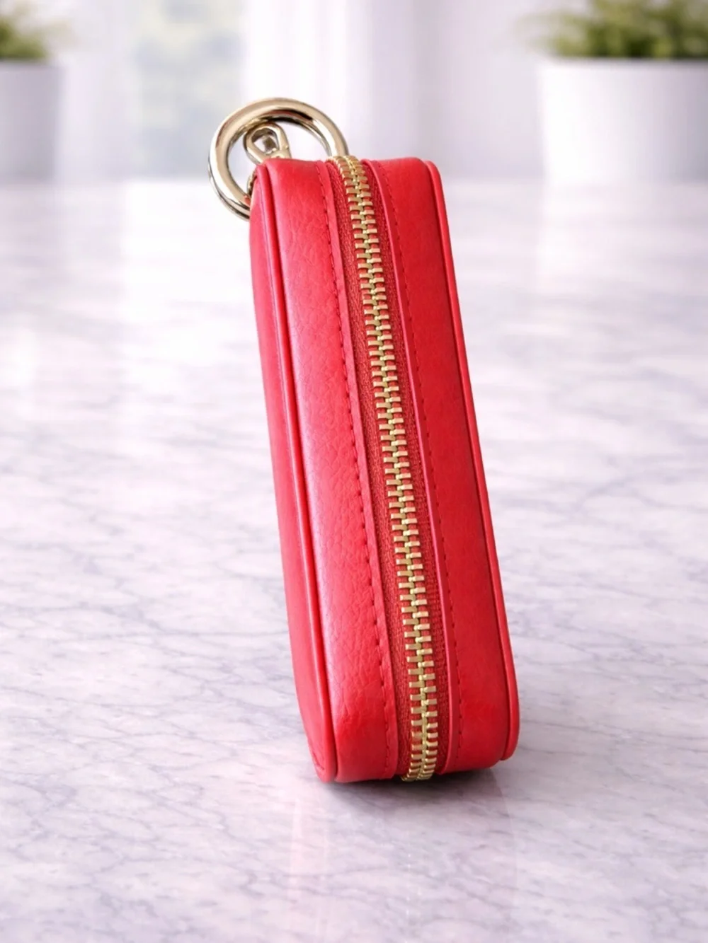 Bocasal Red Leather Lipstick Keychain Case